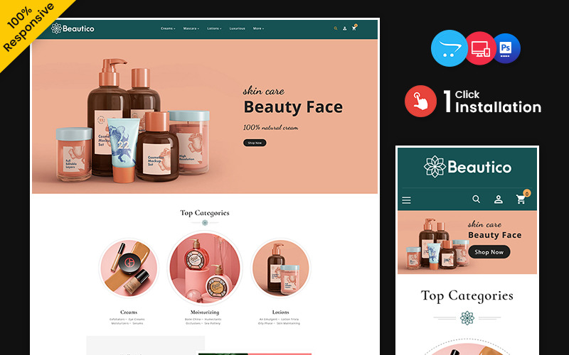 Beautico - Beauty, and Skincare OpenCart Responsive Theme OpenCart Template