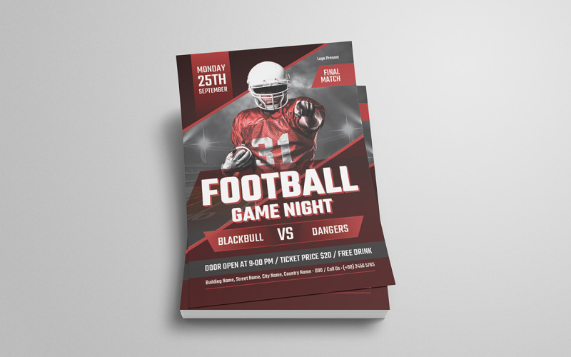 Football Game Flyer Template Corporate Identity