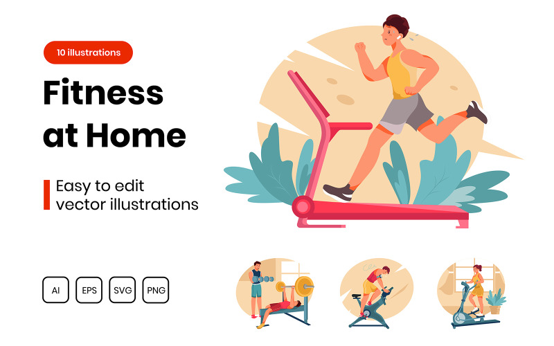 M318_Fitness at home Illustrations