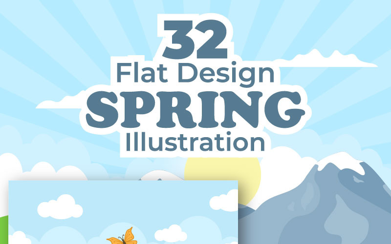 32 Spring Time Landscape Background illustration Illustration