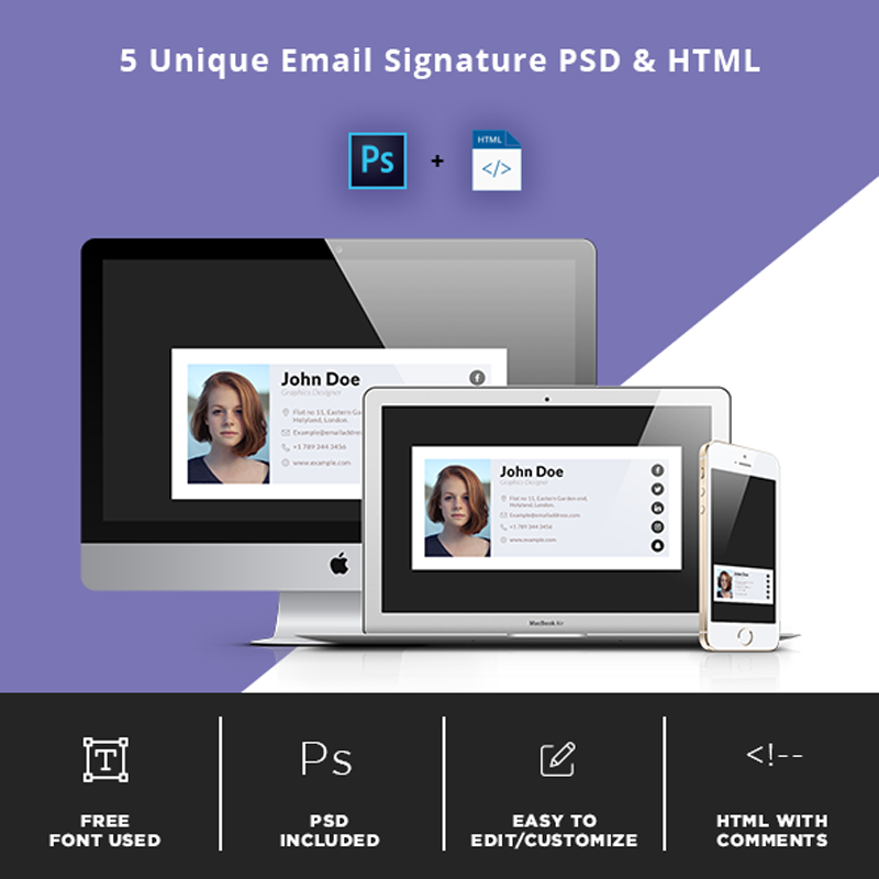 Fiva - Unique Email Signature Template with HTML Code