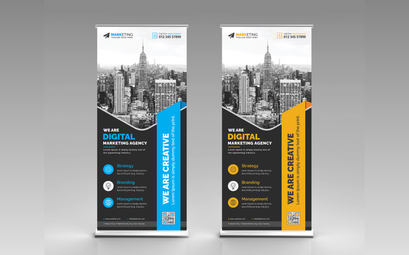 Black Roll Up Banner | Corporate Business Roll up, Pull Up Vertical Stand Banner, Standee Design Corporate Identity