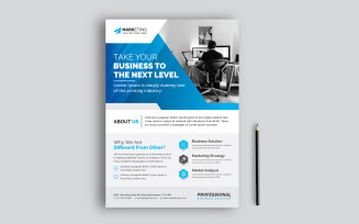 Blue Corporate Business Flyer Leaflet Template Clean Design for Advertisement