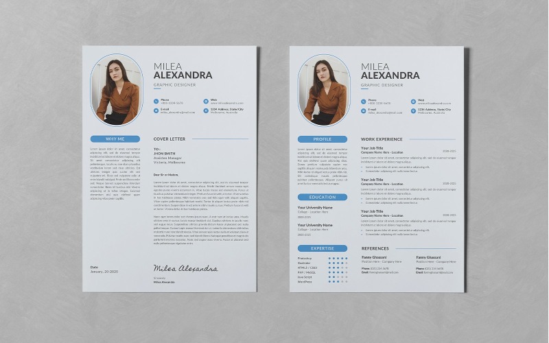 Blue Minimalist Resume CV Corporate Identity