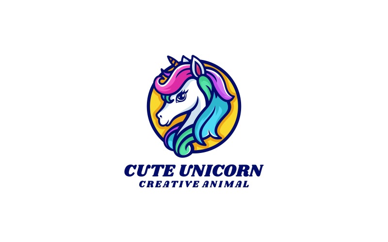 Cute Unicorn Colorful Logo Logo Template