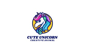 Cute Unicorn Colorful Logo