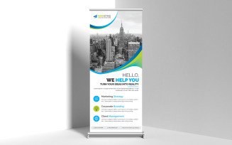 Minimalist Corporate Roll Up Banner, Signage, Standee, X Banner Template Design for Business