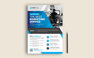 Professional Unique Blue Corporate Business Flyer Leaflet Template Clean Design