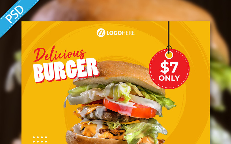 Delicious Burger Post Template Social Media