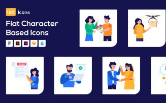190 Flat Character-Based Icons