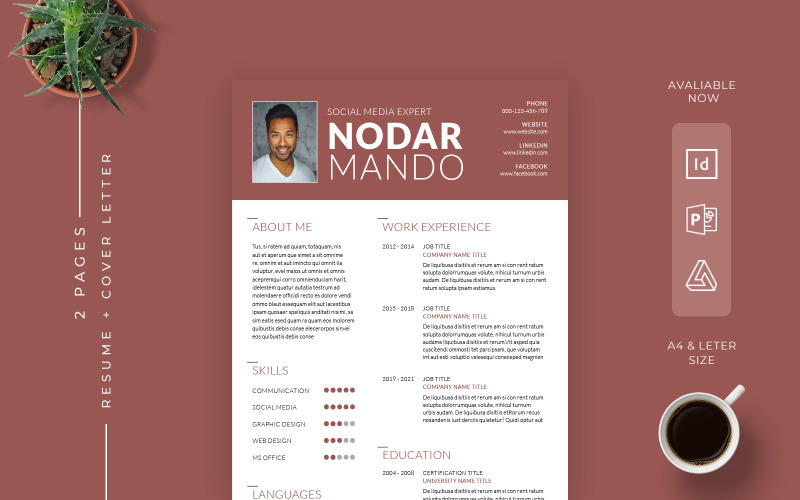InDesign Resume + Cover Letter Resume Template