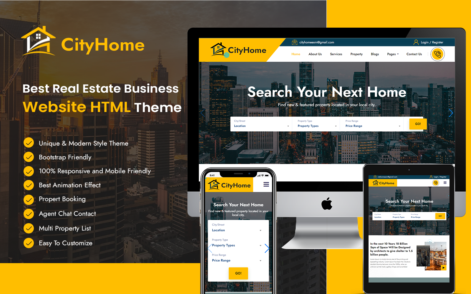 CityHome Real Estate HTML Template