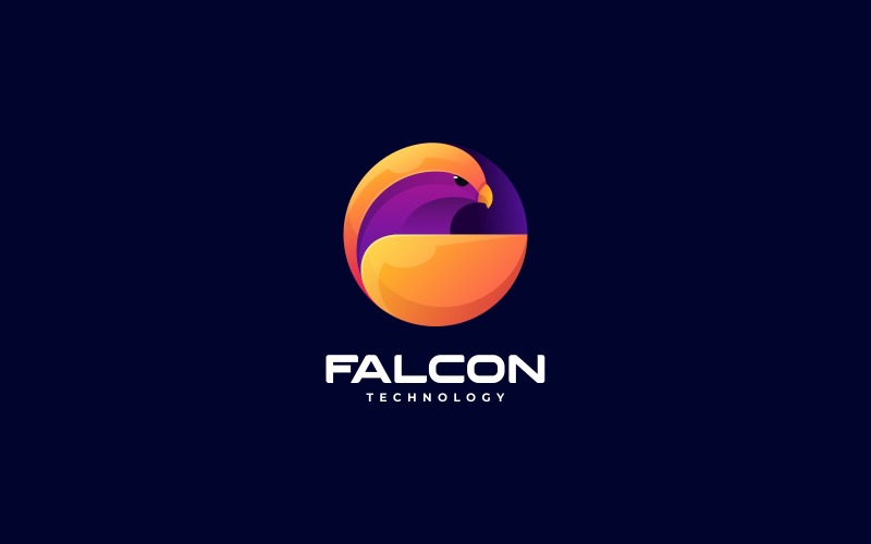 Circle Falcon Gradient Colorful Logo Logo Template