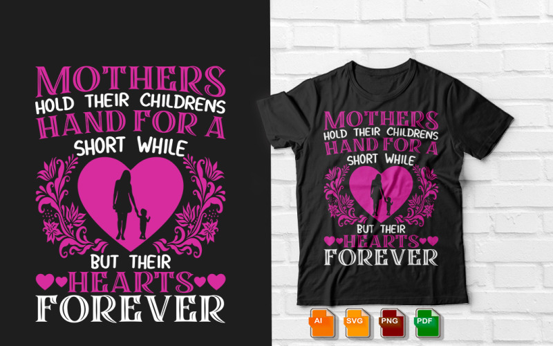 Mother Hold Their Children Hand T shirt Design T-shirt