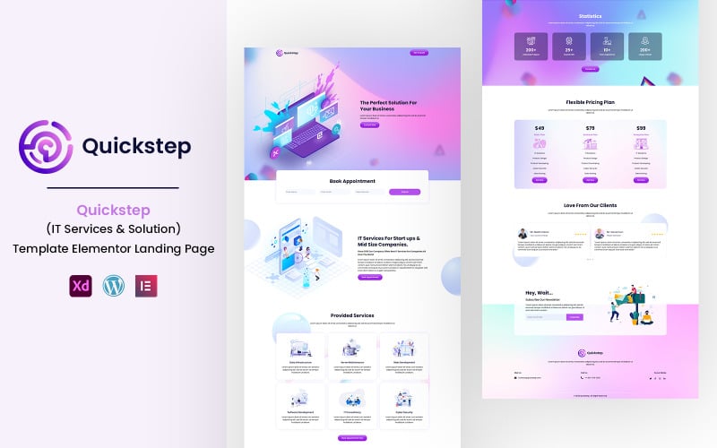 Quickstep IT Services Ready to use Elementor Landing Page Elementor Kit