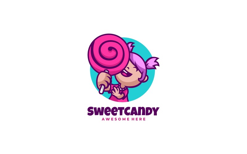 Sweet Candy Cartoon Logo Style Logo Template
