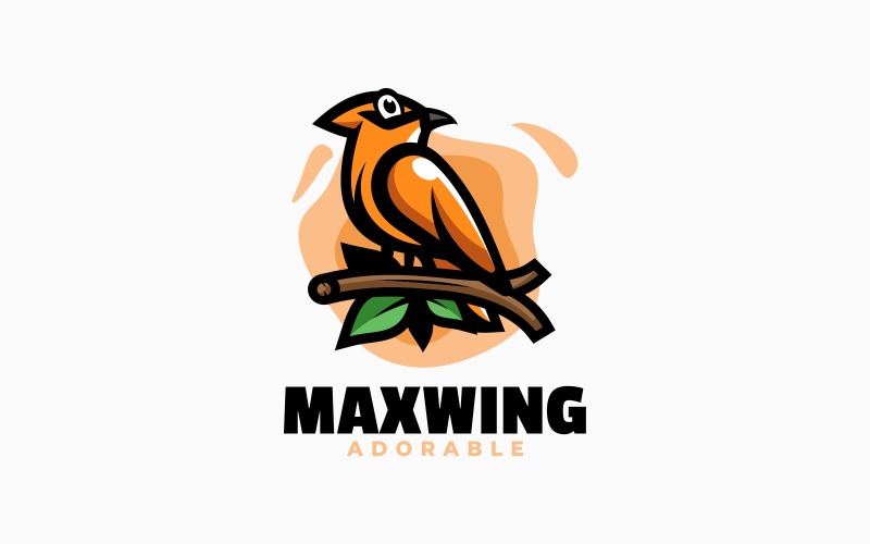 Waxwing Bird Simple Mascot Logo Logo Template