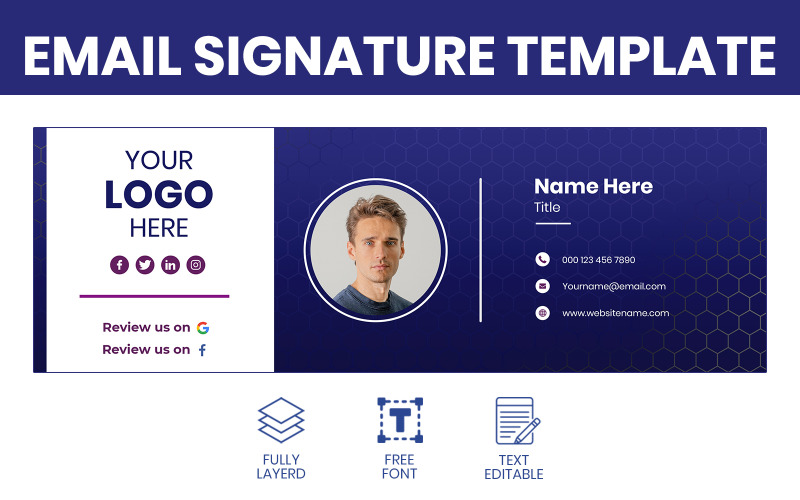 Attractive & Modern Email Signature Template. Social Media