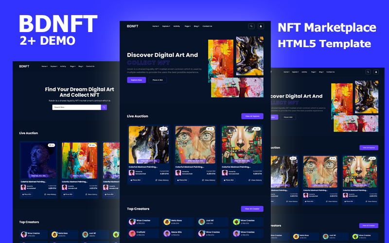 BdNFT - NFT Marketplace HTML5 Template Website Template