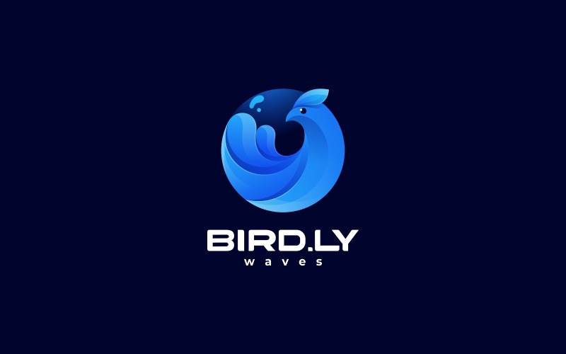 Bird Wave Gradient Logo Style Logo Template