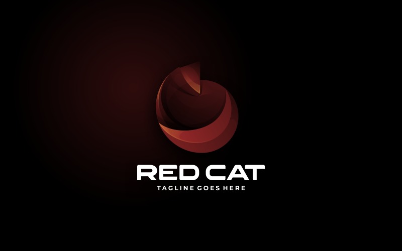 Red Cat Gradient Logo Style Logo Template