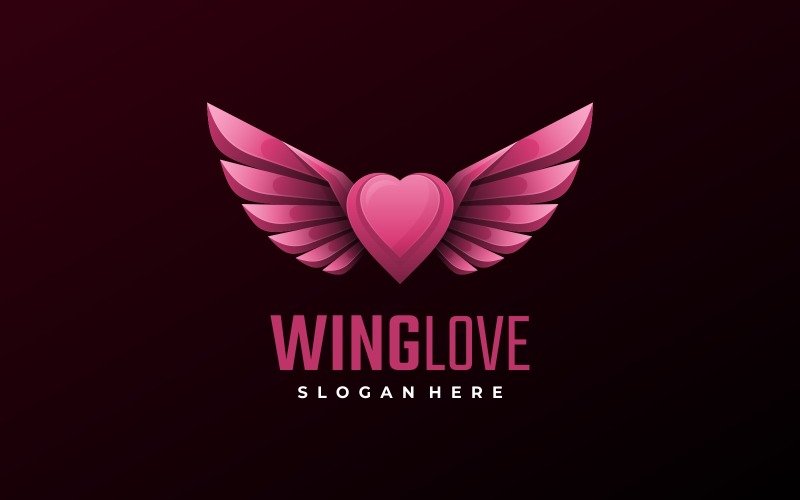 Wing Love Gradient Logo Style Logo Template