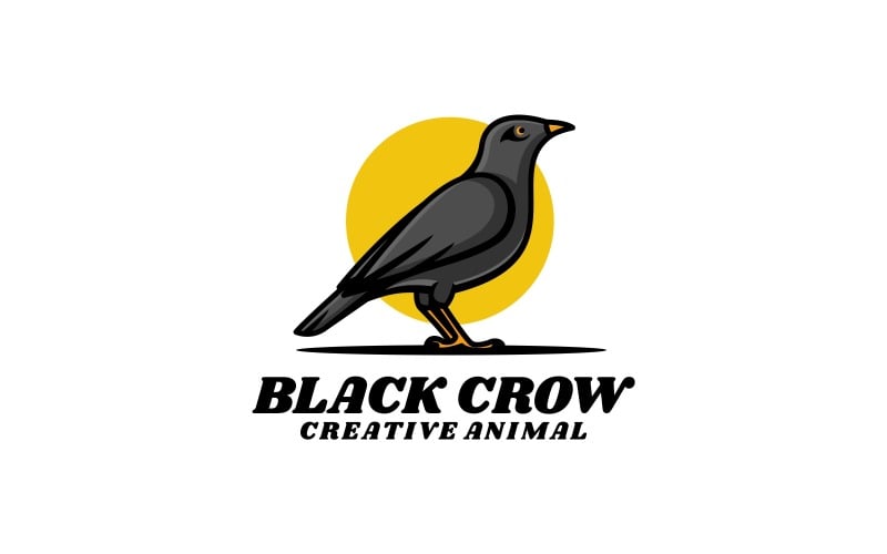Black Crow Simple Mascot Logo Logo Template