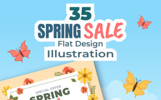 35 Spring Sale Blossom Flowers Background Illustration