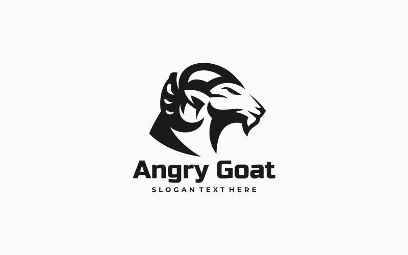 Angry Goat Silhouette Logo Logo Template