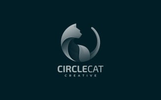 Circle Cat Gradient Logo Style
