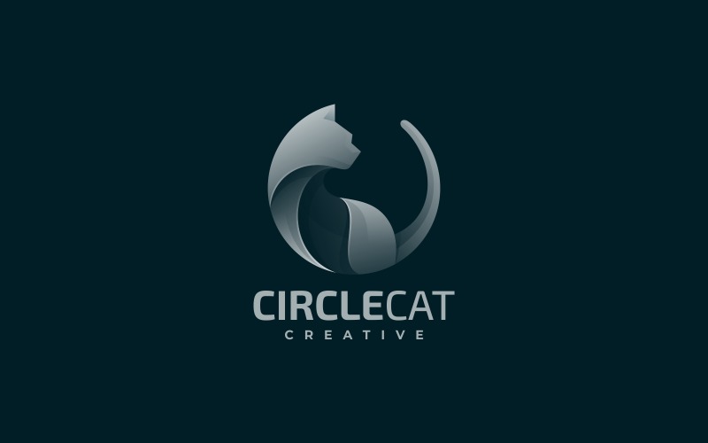 Circle Cat Gradient Logo Style Logo Template