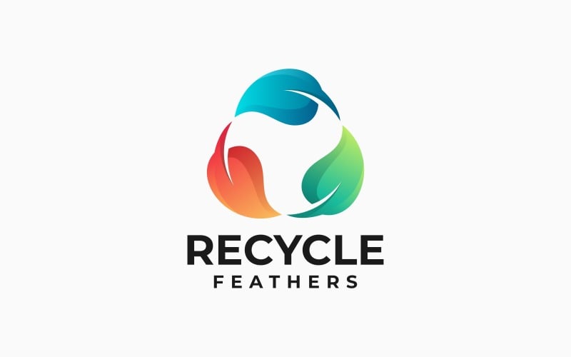 Recycle Feathers Colorful Logo Logo Template