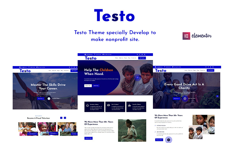 Testo– Nonprofit Charity Elementor Wordpress Theme WordPress Theme