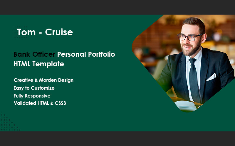Tom - Cruise Bank Officer Personal Portfolio Template Landing Page Template