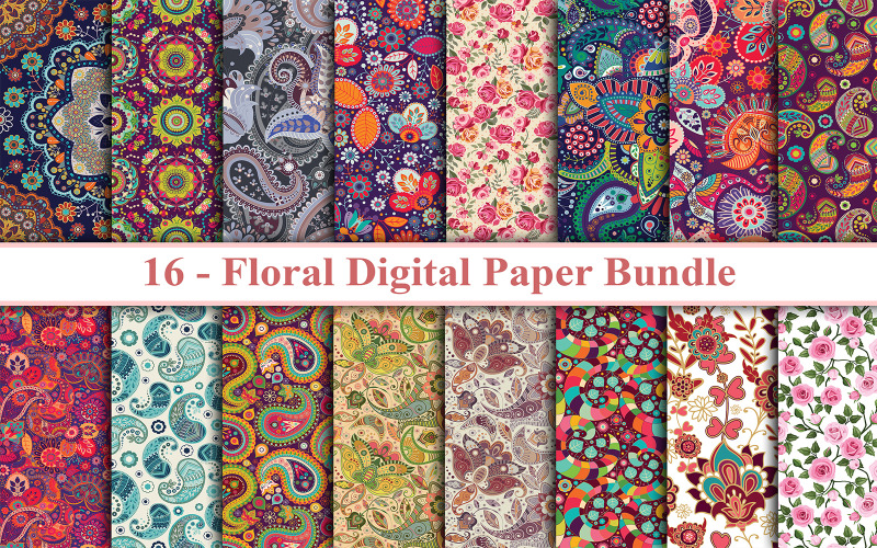Floral Digital Paper, Floral Pattern Background