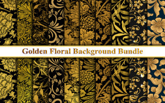 Golden Floral Background Bundle