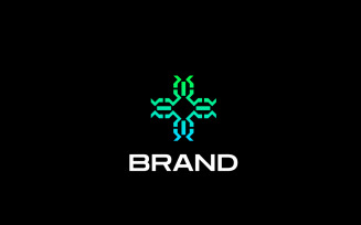 Green Techno Abstract Gradient Logo