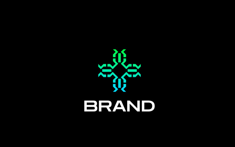 Green Techno Abstract Gradient Logo Logo Template