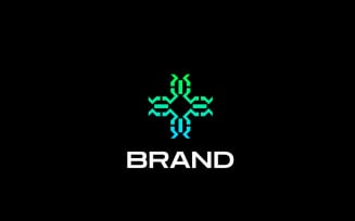 Green Techno Abstract Gradient Logo