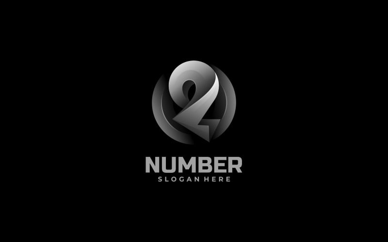 Number 2 Gradient Logo Style Logo Template