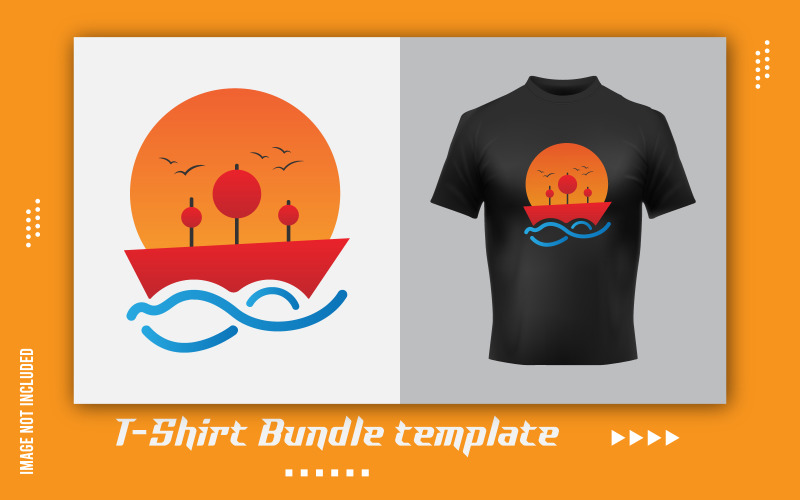 Sunset Boat Vector T-shirt Sticker Design Template Corporate Identity