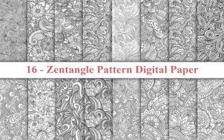 Zentangle Pattern Digital Paper