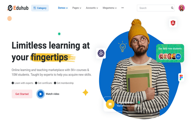 Eduhub – LMS, Education and Course Template Website Template