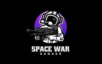 Astronaut Space War Simple Logo