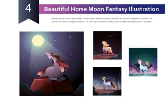 4 Beautiful Horse Moon Fantasy Illustration