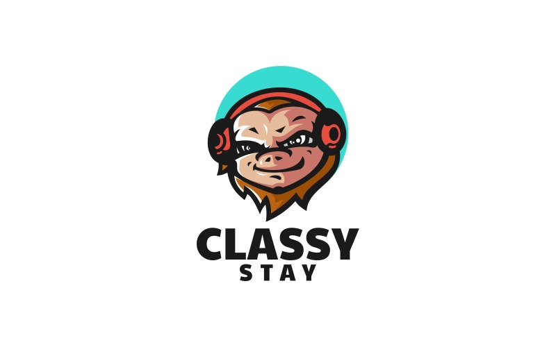 Classy Stay Monkey Simple Logo Logo Template