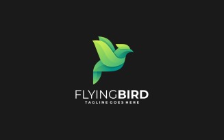 Flying Bird Green Gradient Logo