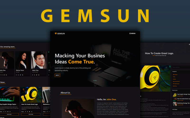 Gemsun - Creative Portfolio HTML Template Website Template