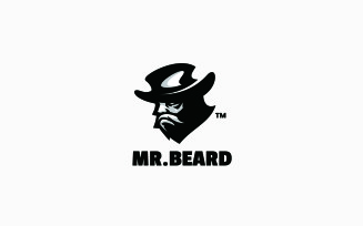 Mr. Beard Silhouette Logo