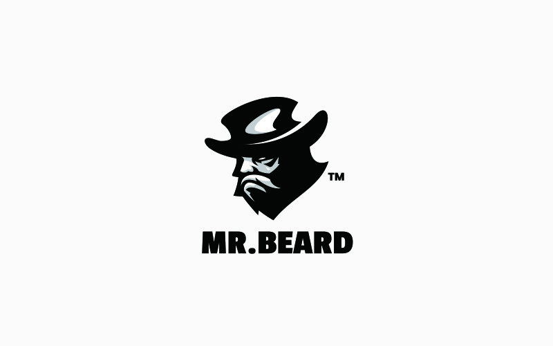 Mr. Beard Silhouette Logo Logo Template